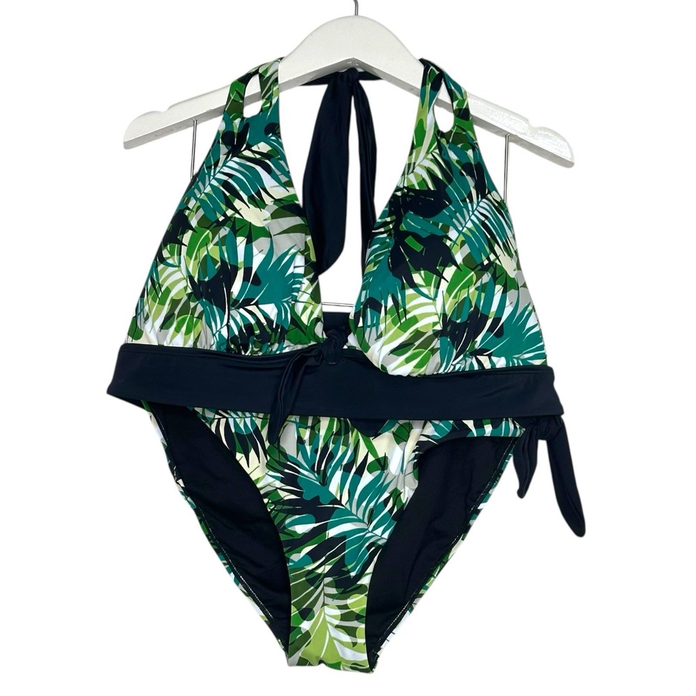 Swimsuits‎ For All Women 22 Top 18 Bottoms Bikini Black Palm Tree Print 2 Piece - Picture 3 of 7